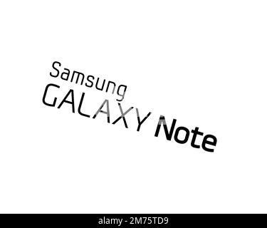 Samsung Galaxy Note Original, logo pivoté, fond blanc B Banque D'Images