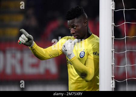 Monza, Italie. 07th janvier 2023. Andre Onana du FC Internazionale pendant la série Un match de football entre AC Monza et FC Internazionale au stade Brianteo de Monza (Italie), 7 janvier 2023. Photo Andrea Staccioli/Insidefoto crédit: Insidefoto di andrea staccioli/Alamy Live News Banque D'Images