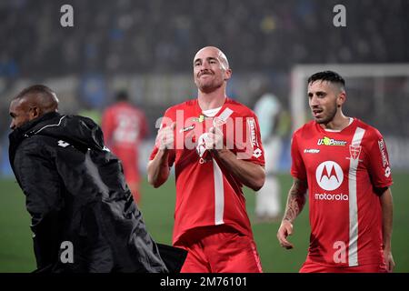 Monza, Italie. 07th janvier 2023. Luca Caldirola d'AC Monza fête après avoir marqué le but de 2-2 lors de la série Un match de football entre AC Monza et FC Internazionale au stade Brianteo de Monza (Italie), 7 janvier 2023. Photo Andrea Staccioli/Insidefoto crédit: Insidefoto di andrea staccioli/Alamy Live News Banque D'Images