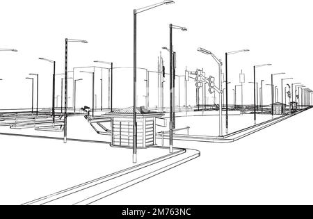 Parking extérieur Vector Illustration de Vecteur