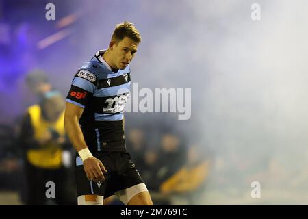 Cardiff, Royaume-Uni. 07th janvier 2023. Liam Williams de Cardiff Rugby regarde. United Rugby Championship, Cardiff Rugby v Scarlets au BT Sport Cardiff Arms Park à Cardiff, pays de Galles, le samedi 7th janvier 2023. photo par Andrew Orchard/Andrew Orchard sports photographie/Alamy Live News crédit: Andrew Orchard sports photographie/Alamy Live News Banque D'Images