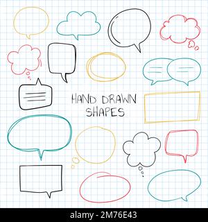 Jeu de vecteurs de bulles de parole dessinés à la main Illustration de Vecteur