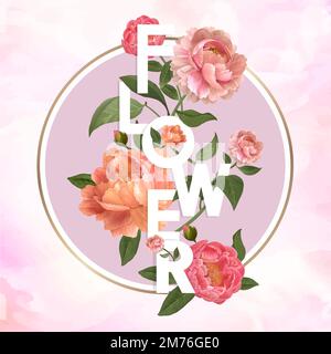 Le mot fleur sur un vecteur de cadre rond Illustration de Vecteur