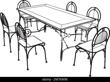 Mettre en place la table et les chaises Vector Illustration de Vecteur