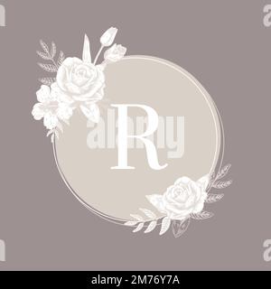 Badge rond à motif fleuri dessiné à la main Illustration de Vecteur