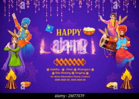 Joyeux vacances à Lohri pour le festival du Punjabi Illustration de Vecteur