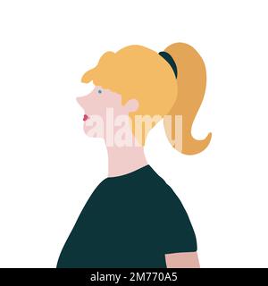 Femme blonde forte dans le vecteur de profil Illustration de Vecteur