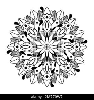 Motif de mandala noir sur fond blanc Illustration de Vecteur