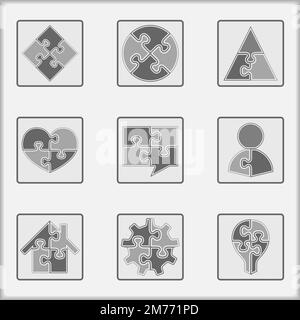 Ensemble d'icônes de puzzle simple asbtract, illustration du vecteur eps10 Illustration de Vecteur