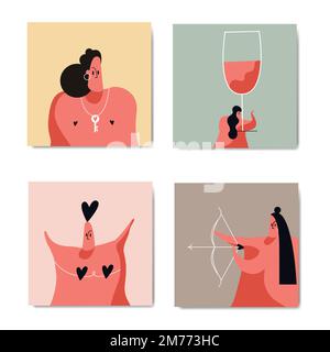 Caractères pour le vecteur Saint-Valentin's Day Set Illustration de Vecteur