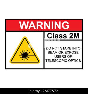 Icône d'étiquette de classe de danger de rayonnement laser 2M, symbole d'information de sécurité illustration vectorielle . Illustration de Vecteur