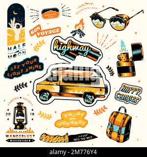 Ensemble de logos de Camping Illustration de Vecteur