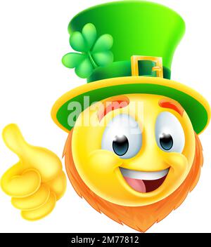 Leprechaun Emoticon Emoji icône de dessin animé Illustration de Vecteur