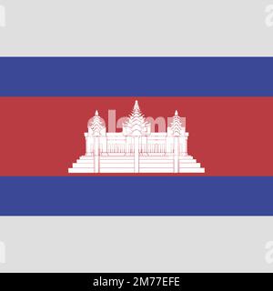 Original et simple drapeau du Royaume de Combodia vecteur isolé dans les couleurs officielles et proportion correctement la Combodia est un membre de l'ANASE économique Illustration de Vecteur