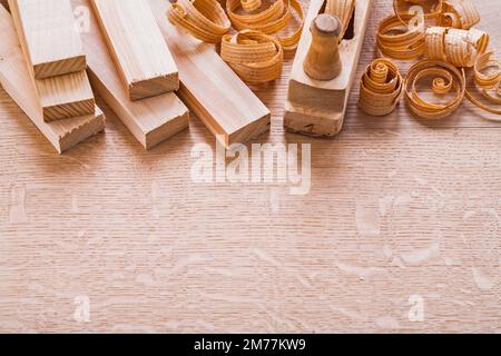 planches en bois bois travailleurs du bois conception de la construction de rabots et de copeaux Banque D'Images