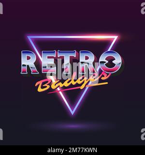 Logo rétro en forme de triangle néon Illustration de Vecteur