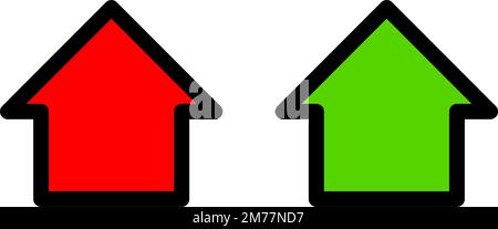 Ensemble d'icônes maison rouge et verte. Image vectorielle. Illustration de Vecteur