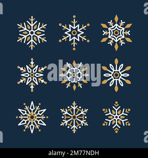 Ensemble de motifs de Noël à motif flocons de neige Illustration de Vecteur