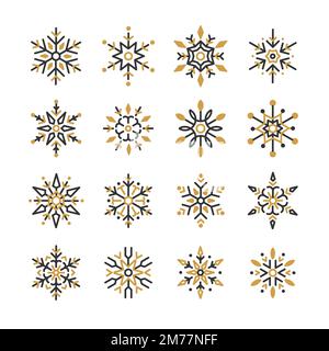 Ensemble de motifs de Noël à motif flocons de neige Illustration de Vecteur