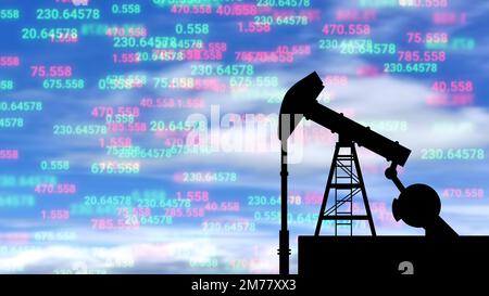 prix du pétrole sur fond de nuages flous. taux de pétrole sur le marché mondial. Banque D'Images