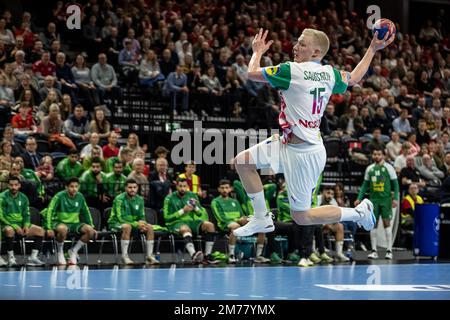 Copenhague, Danemark. 07th janvier 2023. Magnus Saugstrup (15) du Danemark vu lors du match d'essai de la coupe Norlys entre le Danemark et l'Arabie Saoudite à la Royal Arena de Copenhague. (Crédit photo : Gonzales photo/Alamy Live News Banque D'Images