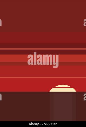 Affiche d'illustration moderne minimaliste coucher de soleil sur mer. Paysage abstrait de fond d'océan Illustration de Vecteur
