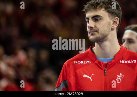 Copenhague, Danemark. 07th janvier 2023. Mads Hoxer Hangaard du Danemark vu lors du match d'essai de la coupe Norlys entre le Danemark et l'Arabie Saoudite à la Royal Arena de Copenhague. (Crédit photo : Gonzales photo/Alamy Live News Banque D'Images