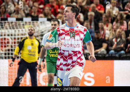 Copenhague, Danemark. 07th janvier 2023. Hans Lindberg (18) du Danemark vu lors du match d'essai de la coupe Norlys entre le Danemark et l'Arabie saoudite à la Royal Arena de Copenhague. (Crédit photo : Gonzales photo/Alamy Live News Banque D'Images