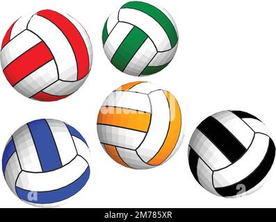 Silhouette de volley colorée abstraite isolée sur blanc Illustration de Vecteur