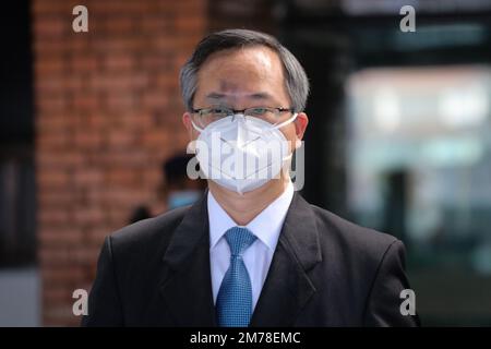 Katmandou, Népal. 08th janvier 2023. Chen Song Gai, l'ambassadeur indépendant récemment nommé en 22nd, est photographié à son arrivée à l'aéroport international de Tribhvan (TIA) sur 8 janvier 2023 à Katmandou, au Népal. (Photo de Abhishek Maharajan/Sipa USA) crédit: SIPA USA/Alay Live News Banque D'Images