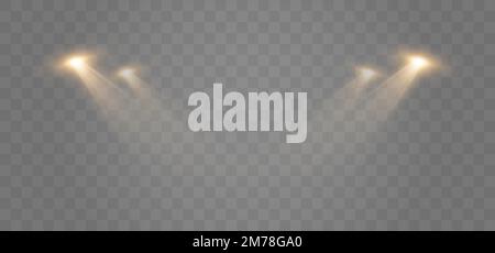 Arrière-plan des spots. Effet de lumière vectorielle isolée avec lumières et faisceaux. Illustration de Vecteur