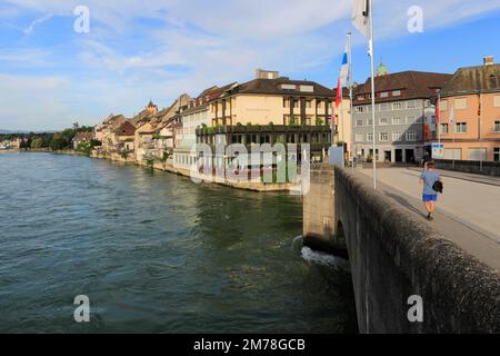 Rhin, la ville de Rheinfelden, Argovie, Suisse, Europe Banque D'Images