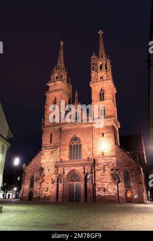 La tombée de la cathédrale de Bâle Munster, Bâle-Ville, canton de Bâle-Ville, Suisse, Europe Banque D'Images