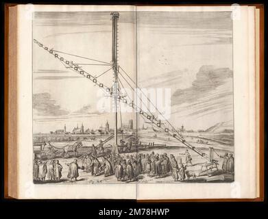 Télescope de réfraction astronomique Keplérien, Machinae coelestis, 1673, par Johannes Hevelius, Danzig Banque D'Images