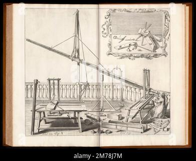 Télescope de réfraction astronomique Keplérien, Machinae coelestis, 1673, par Johannes Hevelius, Danzig Banque D'Images