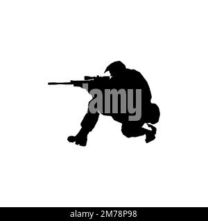 Icône commando. Style simple sans symbole d'arrière-plan d'affiche de guerre. Élément de design du logo de la marque Gunn Shop. Impression de t-shirts commando. Vecteur pour autocollant. Illustration de Vecteur