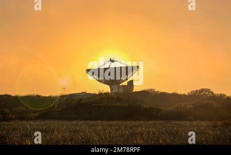 Goonhilly Earth Station, Cornwall, Artemis 1, lancement de fusée spatiale Banque D'Images
