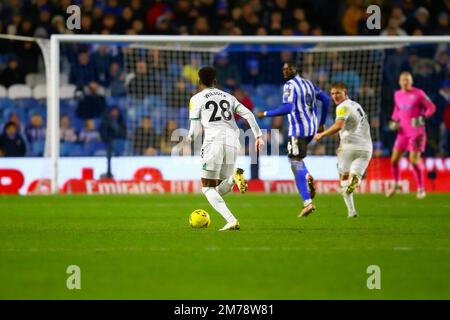 Hillsborough Stadium, Sheffield, Angleterre - 7th janvier 2023 Joe Willock (28) de Newcastle United - pendant le match Sheffield mercredi contre Newcastle United, Emirates FA Cup, 2022/23, Hillsborough Stadium, Sheffield, Angleterre - 7th janvier 2023 crédit: Arthur Haigh/WhiteRosePhotos/Alay Live News Banque D'Images