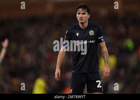 Carrow Road, Norwich, Norfolk, Royaume-Uni. 8th janvier 2023. FA Cup football, Norwich contre Blackburn Rovers; Lewis Travis de Blackburn Rovers crédit: Action plus Sports/Alamy Live News Banque D'Images