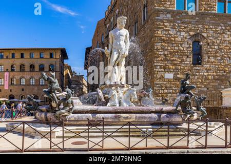 Fontaine de Neptune, Piazza della Signora, Florence, Toscane, Italie Banque D'Images