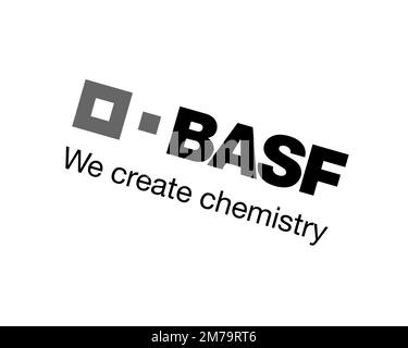 BASF, logo pivoté, fond blanc B Banque D'Images