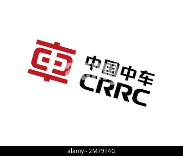 Véhicules ferroviaires CRRC Changchun, logo pivoté, arrière-plan blanc B Banque D'Images