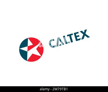 Caltex, logo pivoté, arrière-plan blanc Banque D'Images