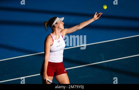 Linda Noskova de la République tchèque en action lors de la demi-finale du tournoi de tennis international d'Adélaïde 1, WTA 500 2023 sur 7 janvier 2023 à Adélaïde, Australie - photo : Rob Prange/DPPI/LiveMedia Banque D'Images