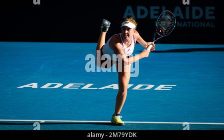 Linda Noskova de la République tchèque en action lors de la demi-finale du tournoi de tennis international d'Adélaïde 1, WTA 500 2023 sur 7 janvier 2023 à Adélaïde, Australie - photo : Rob Prange/DPPI/LiveMedia Banque D'Images