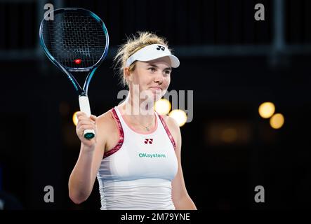 Linda Noskova de la République tchèque après avoir remporté la demi-finale du tournoi de tennis international d'Adélaïde 1, WTA 500 2023 sur 7 janvier 2023 à Adélaïde, Australie - photo : Rob Prange/DPPI/LiveMedia Banque D'Images