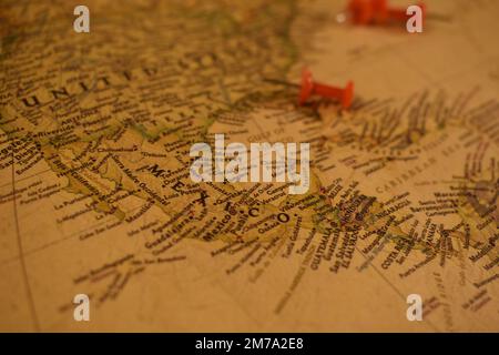 Carte d'époque du Mexique avec un USA en arrière-plan Banque D'Images