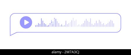 Message vocal dans le cadre de la bulle de la parole. Élément de discussion avec icône de lecture et onde sonore isolée sur fond blanc. Messagerie mobile, radio en ligne, interface d'application mobile de podcast. Illustration vectorielle Illustration de Vecteur