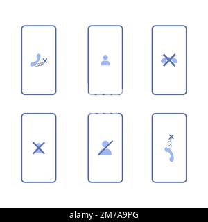 Aucun signal ou connexion perdue. Ensemble d'illustrations avec différentes icônes sur un téléphone Illustration de Vecteur