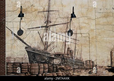 Etats-Unis, Maine, Portland, Harbour and Bay, peinture murale, murale, art Banque D'Images